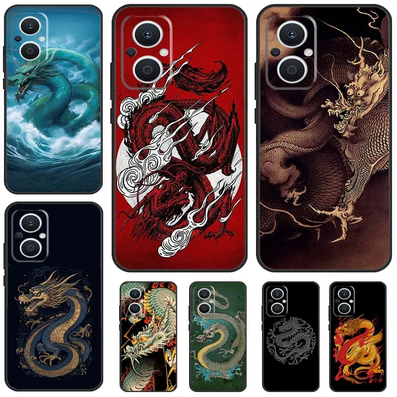 For OPPO Series - Dragon Theme Print Wallet Mobile Phone Case Cover #3